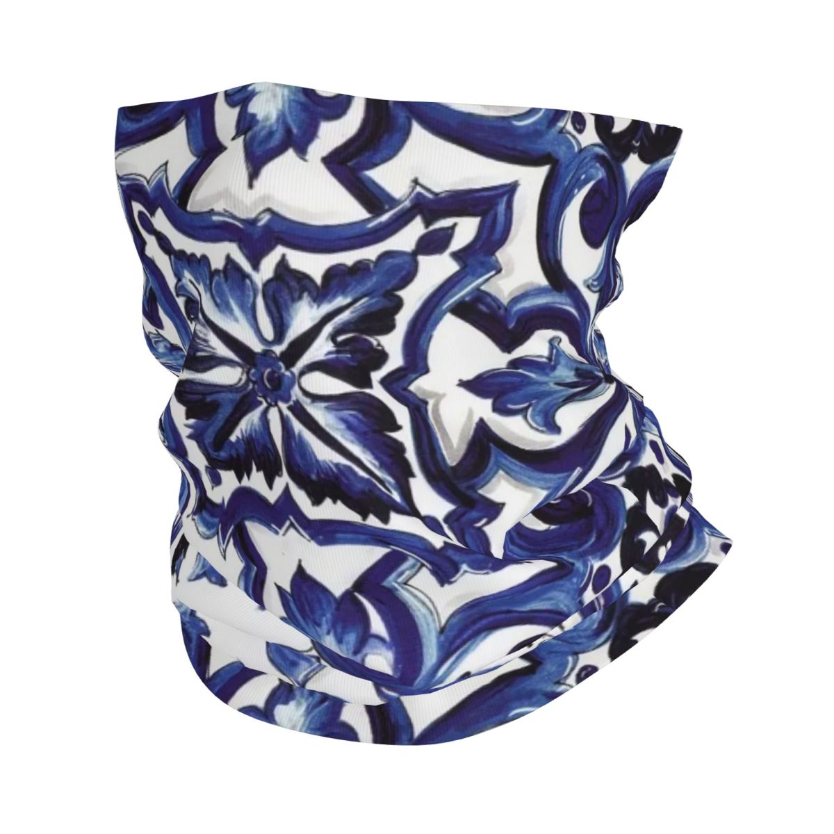 Cycling Face Mask - Bunga hiasan biru Mediterania Sicilian Tile