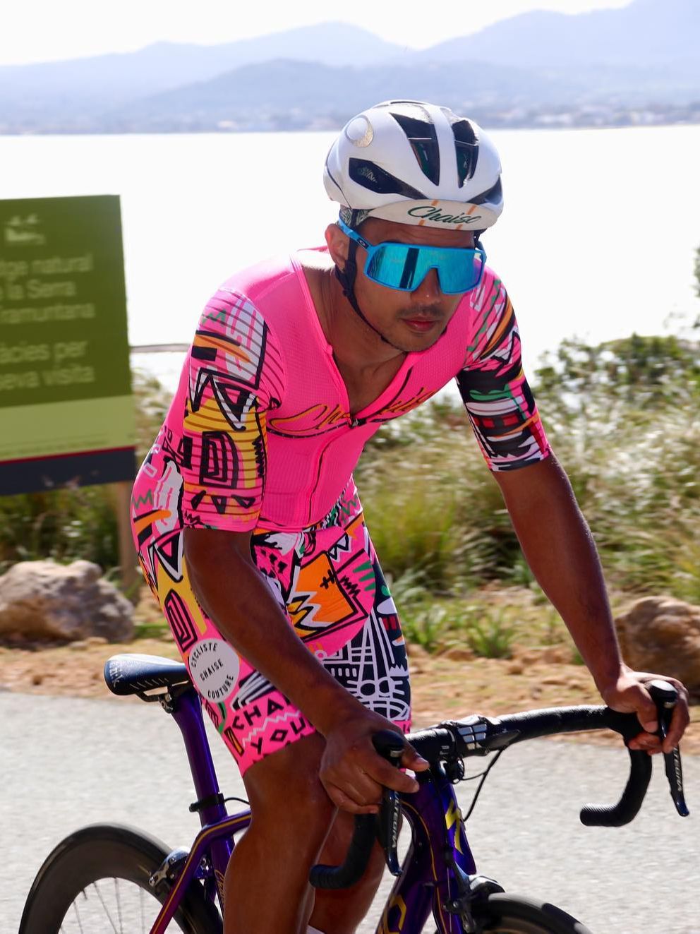 Triathlon Cycling Kit - Chaise Cycliste Couture pakaian pria, setelan