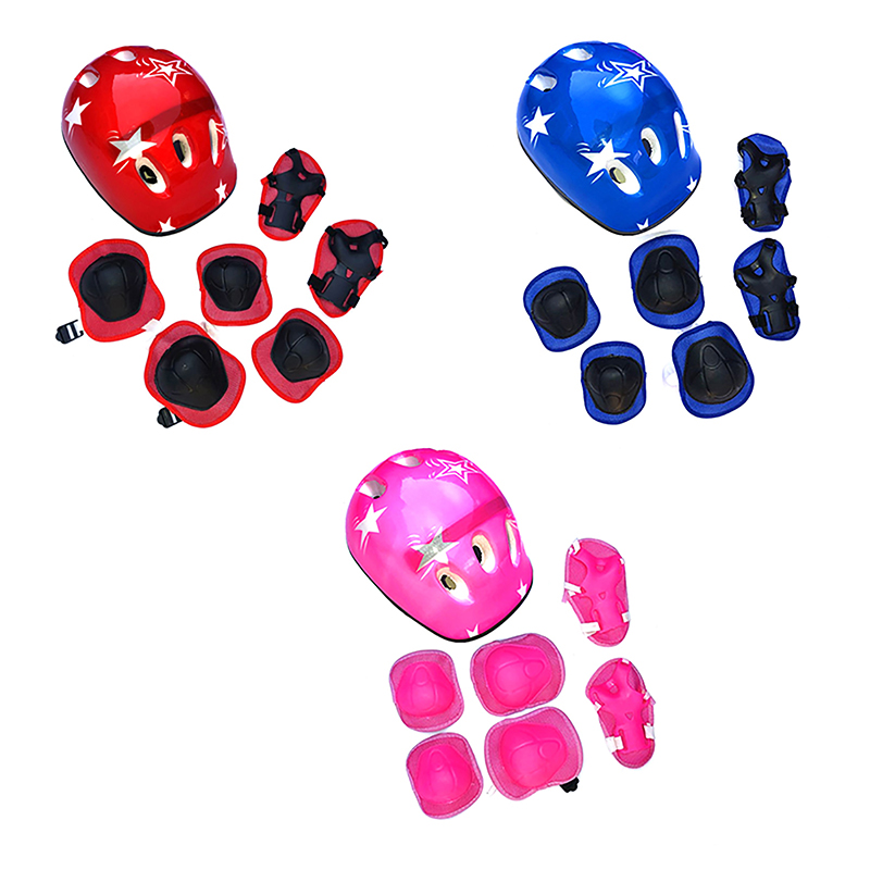 Cycling Protective Gear Kids - 7Pcs Perlengkapan Pelindung Bersepeda Anak, Helm