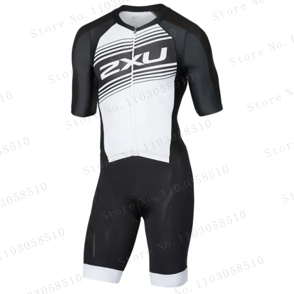 Triathlon Cycling Kit - Zxuful Setelan Triathlon Hitam Putih Pakaian